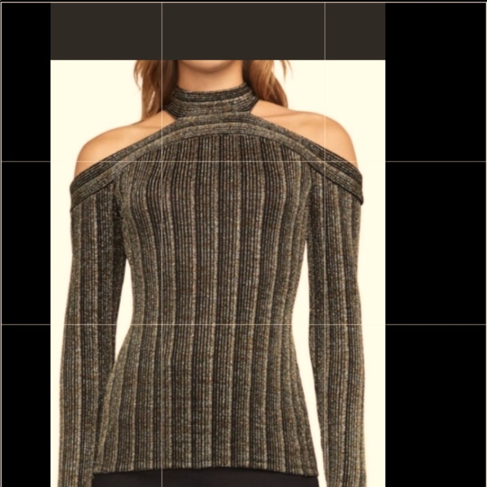 COPY - BCBG MAXAZRIA metallic cold shoulder top